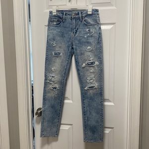 American eagle men’s distressed denim patches skinny jeans